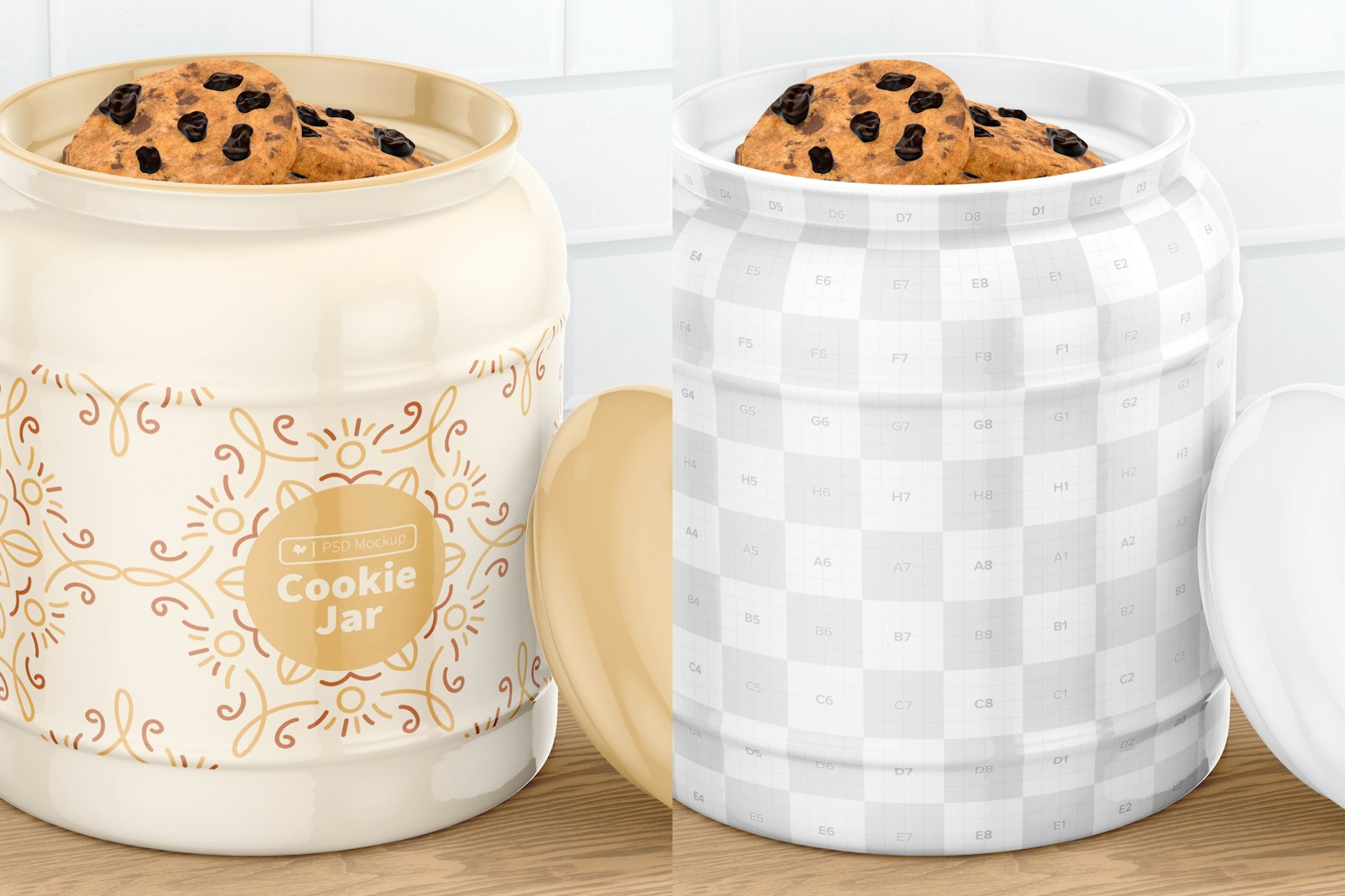 Ceramic Cookie Jar Mockup, Close Up
