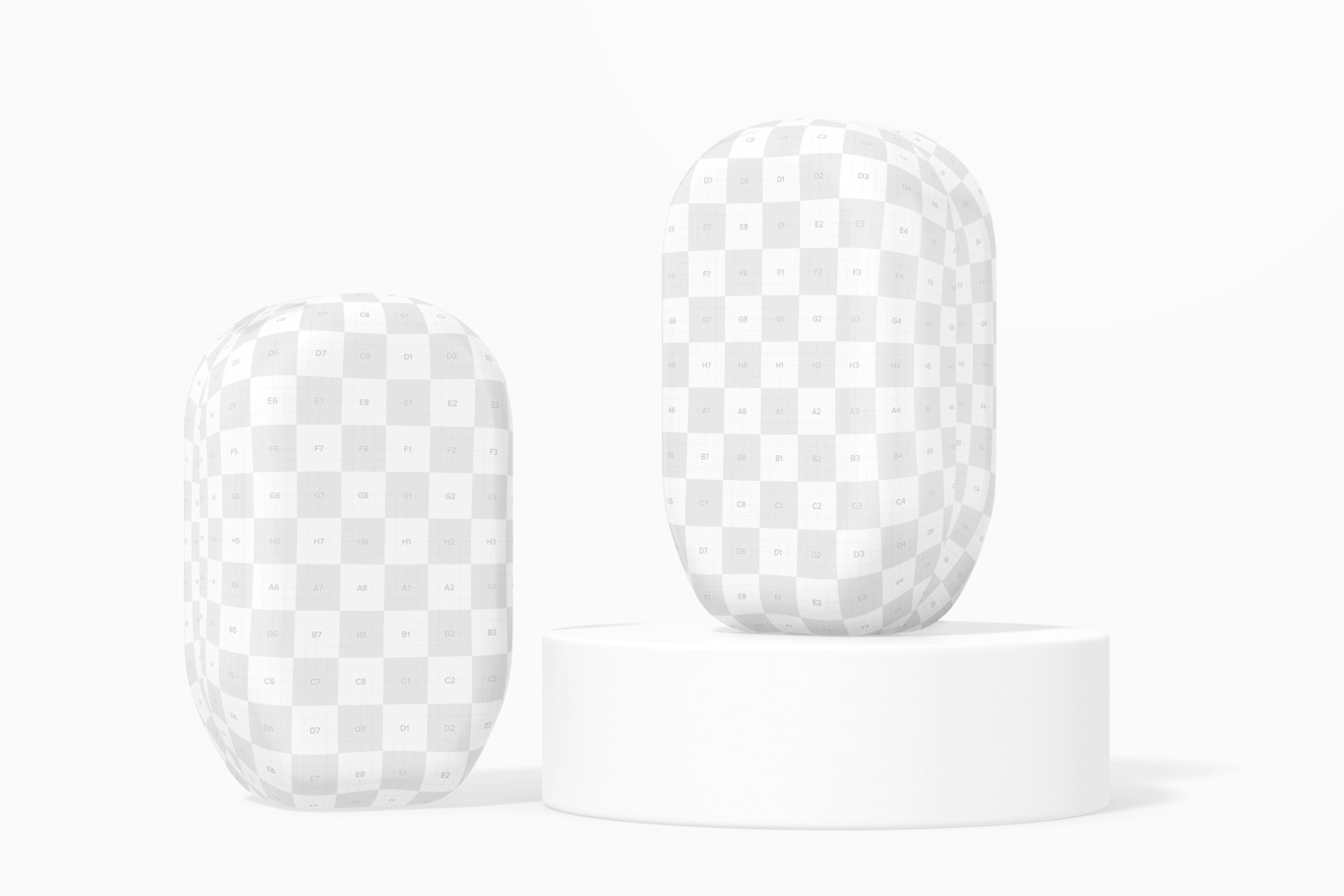 Oval Candy Plastic Boxes Mockup, Perspective