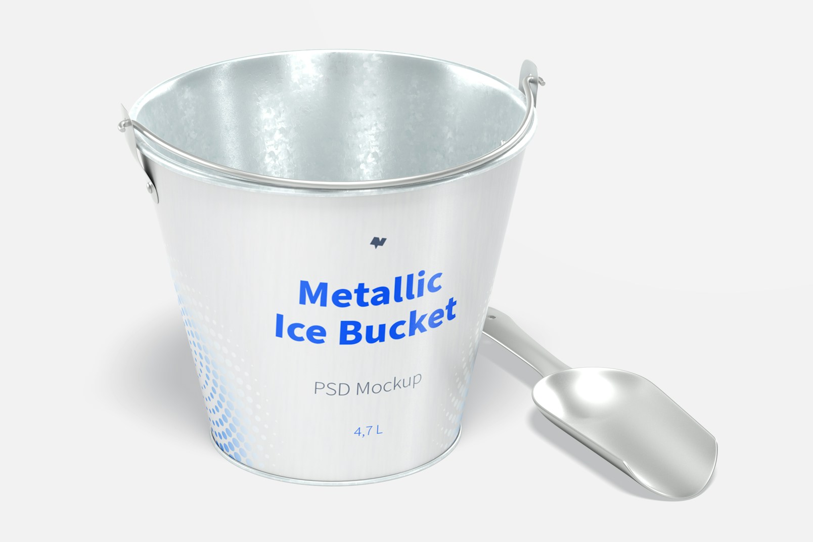Metallic Ice Bucket Mockup, Front View
