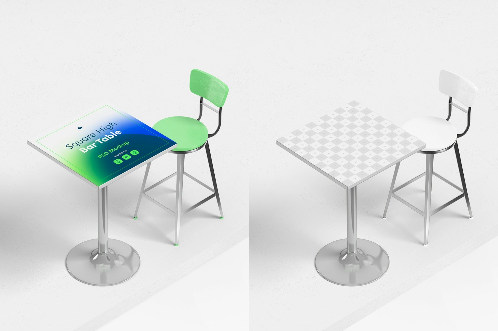 Square High Bar Table with Chair Mockup