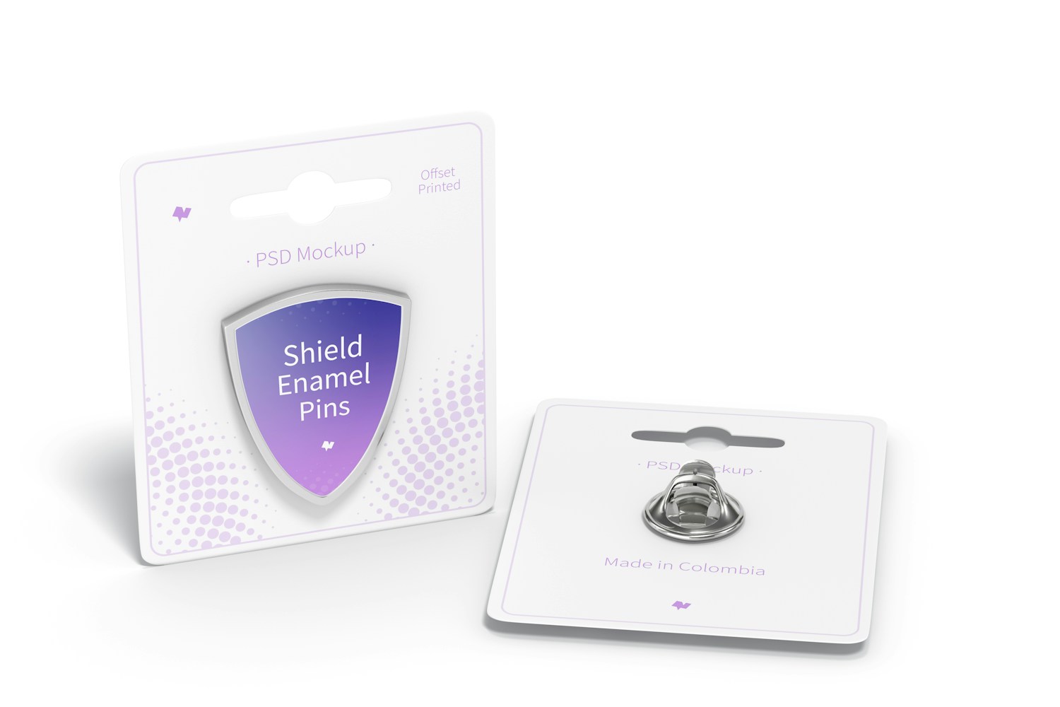 Shield Enamel Pin Mockup, Perspective Shield Enamel Pin Mockup, Perspective