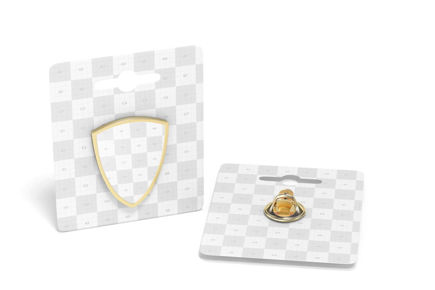 Shield Enamel Pin Mockup, Perspective Shield Enamel Pin Mockup, Perspective