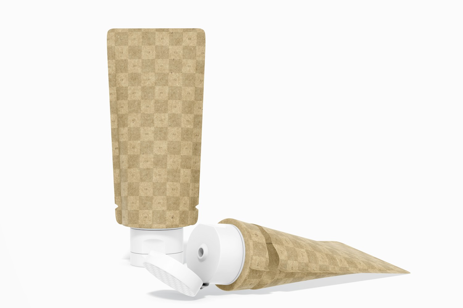Kraft Cream Tubes Mockup, Standing and Dropped
