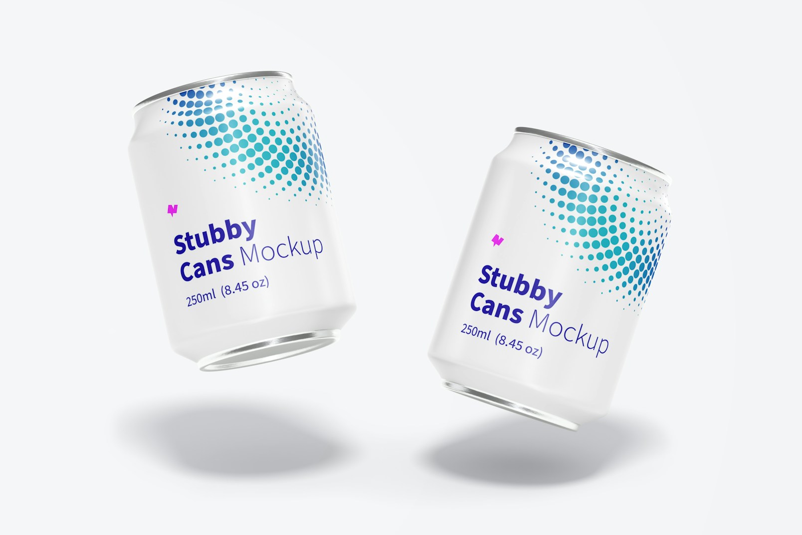 250ml Stubby Cans Mockup, Falling