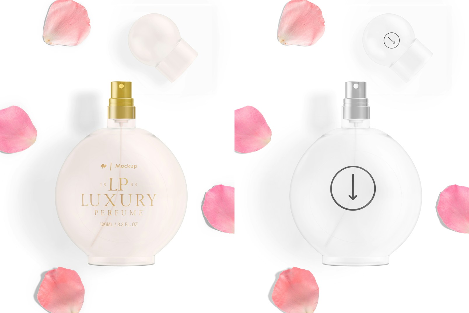 Stubby Luxury Perfume Bottle Mockup, Top View