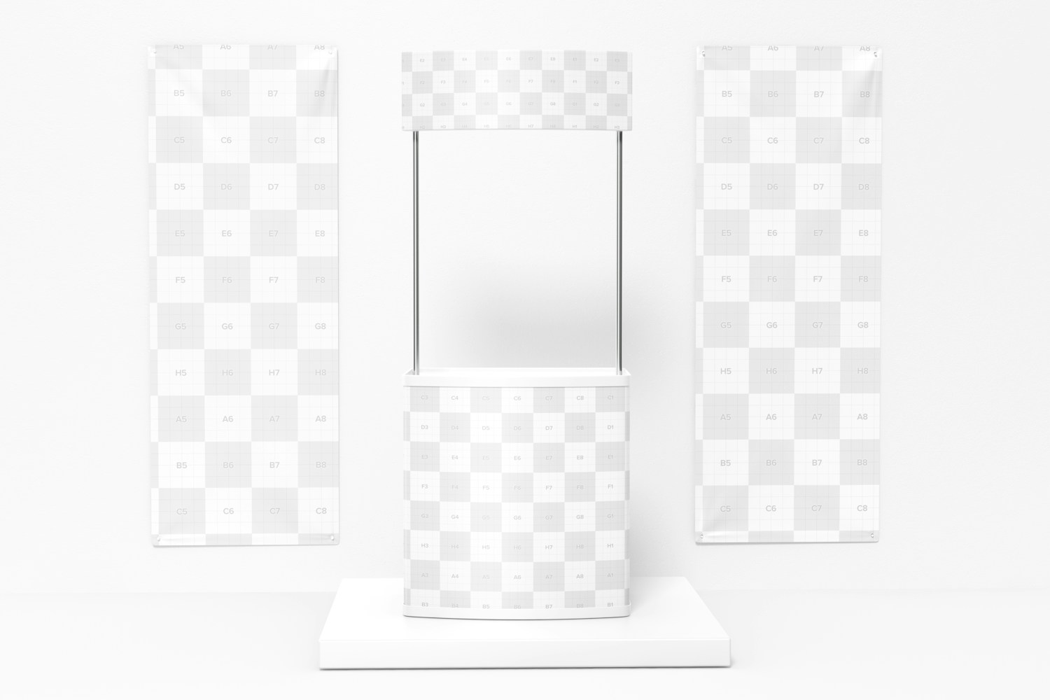 Small Promo Stand with X Banners Mockup