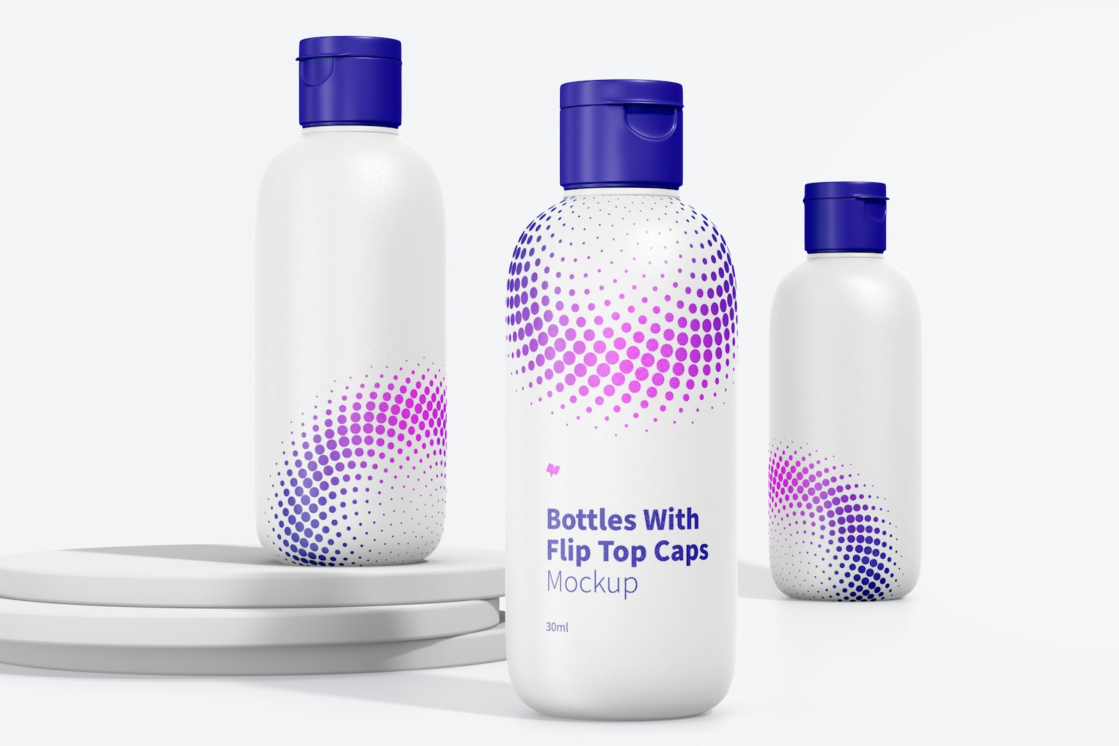 30ml Bottle With Flip Top Cap Set Mockup