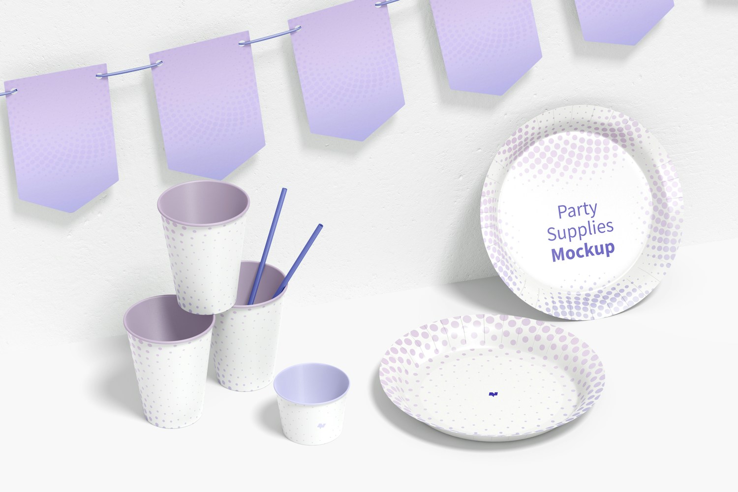 Party Supplies Mockup, Left View Party Supplies Mockup, Left View