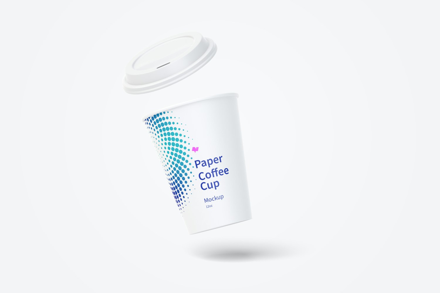12oz Paper Coffee Cup Mockup, Floating