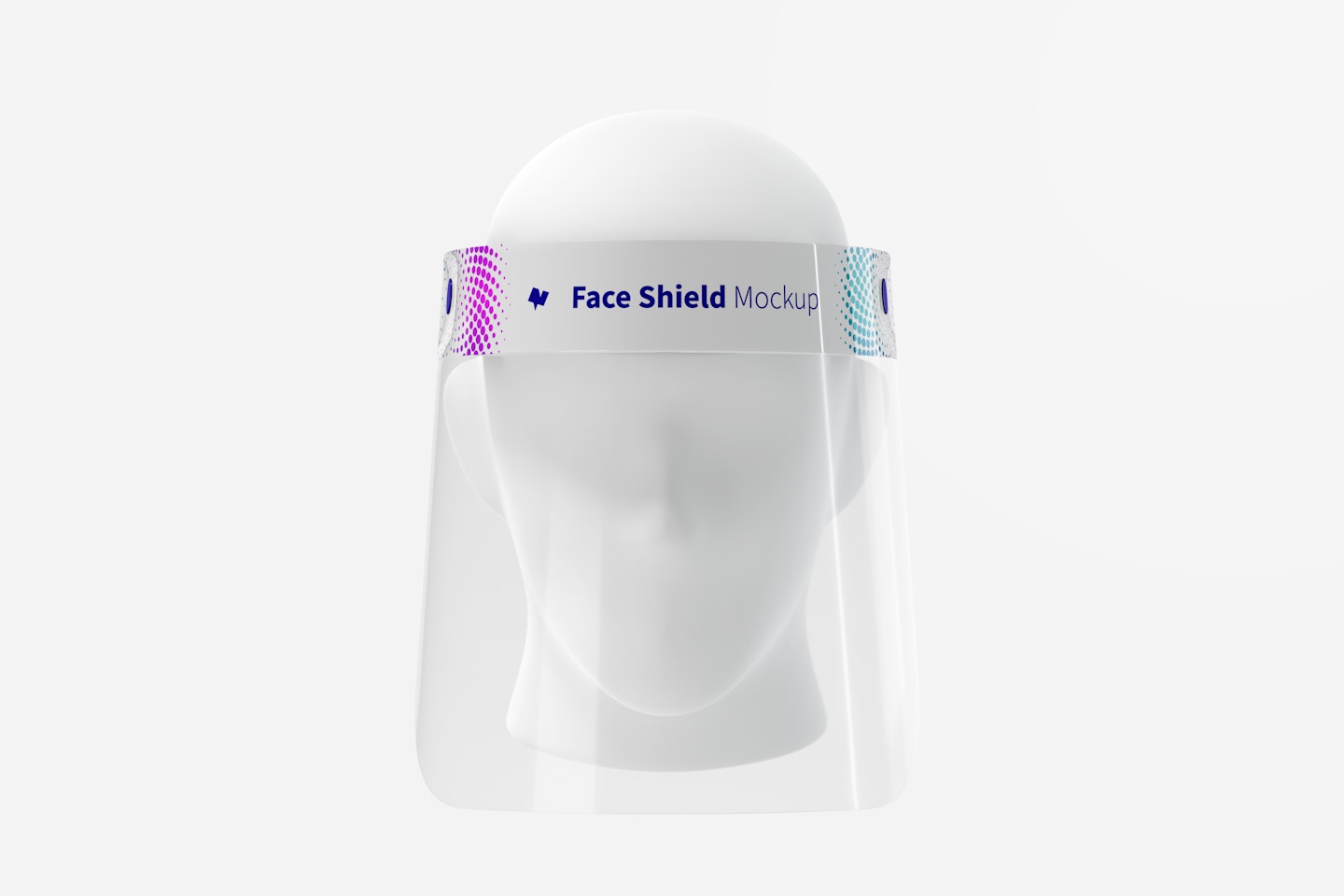 Face Shield with Head Mockup, Front View