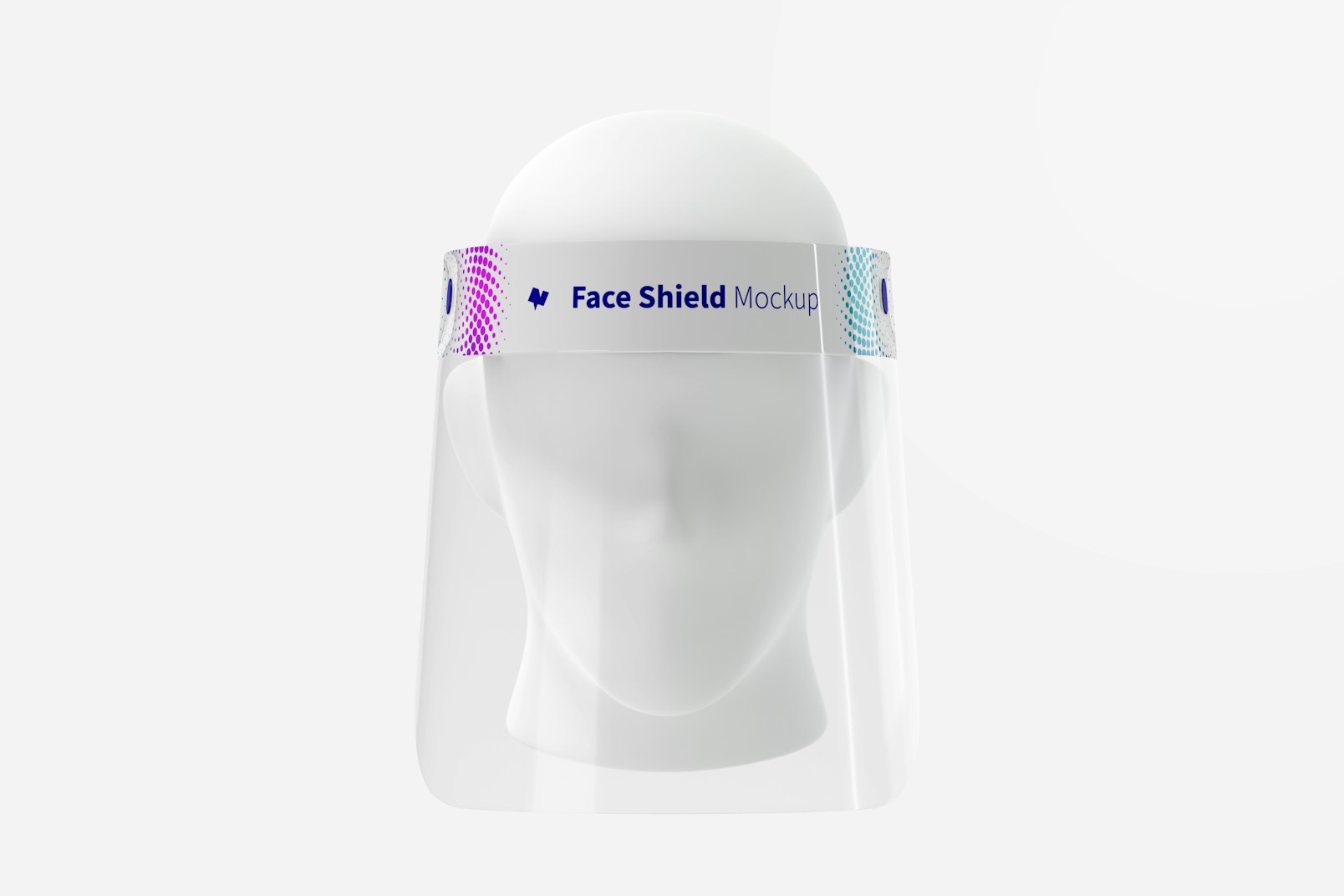 Maqueta de Protector Facial con Cabeza, Vista Frontal
