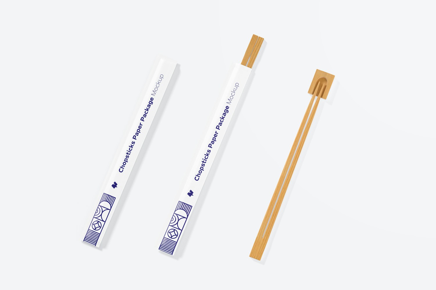 Chopsticks Paper Packages Mockup, Opened and Closed