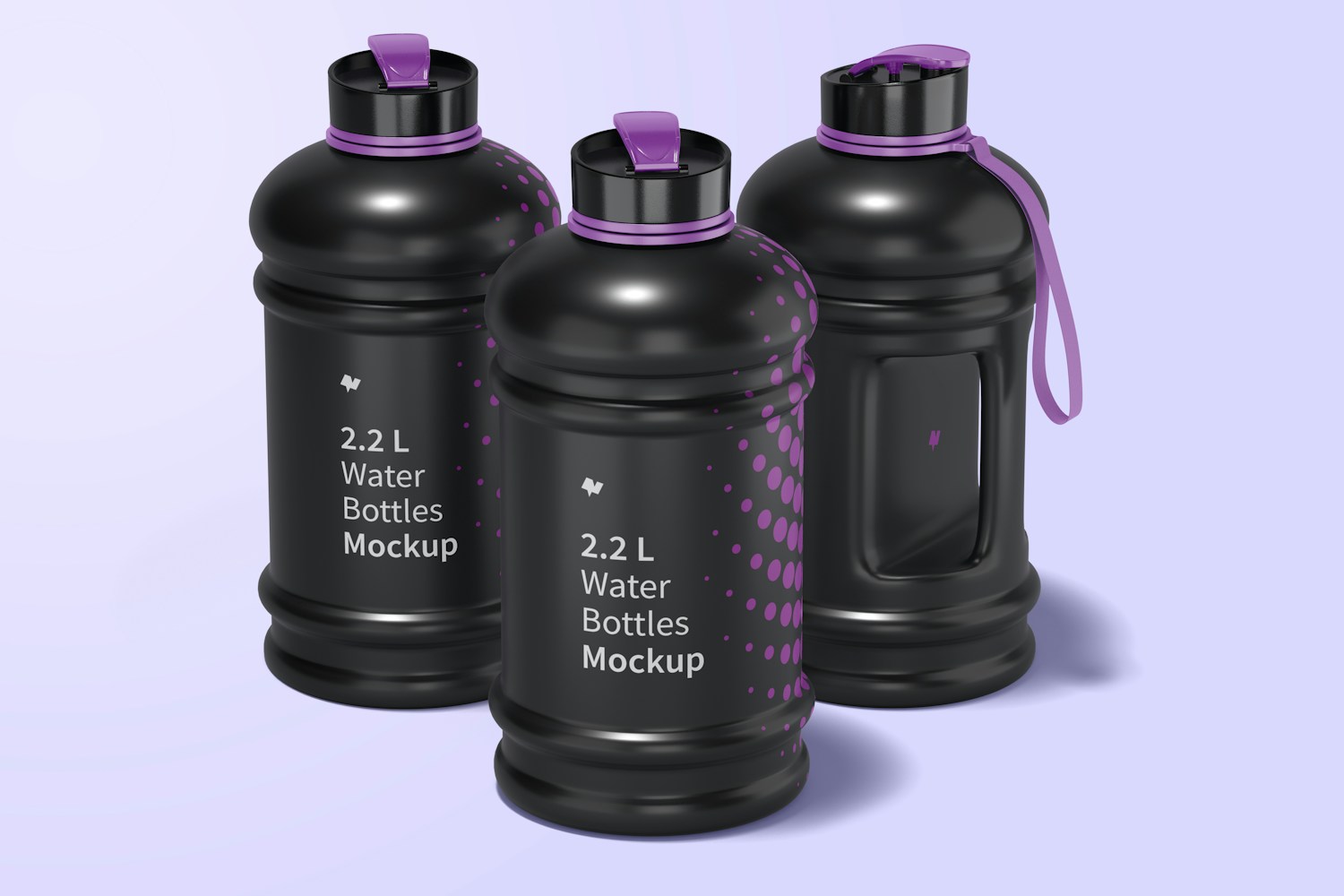 2.2 L Water Bottles Mockup, Front View