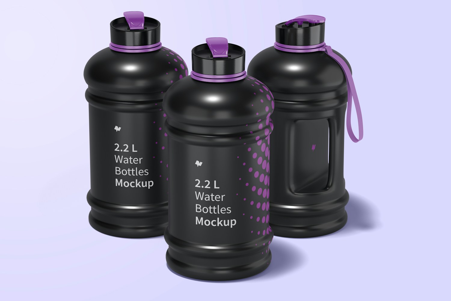 2.2 L Water Bottles Mockup, Front View 2.2 L Water Bottles Mockup, Front View