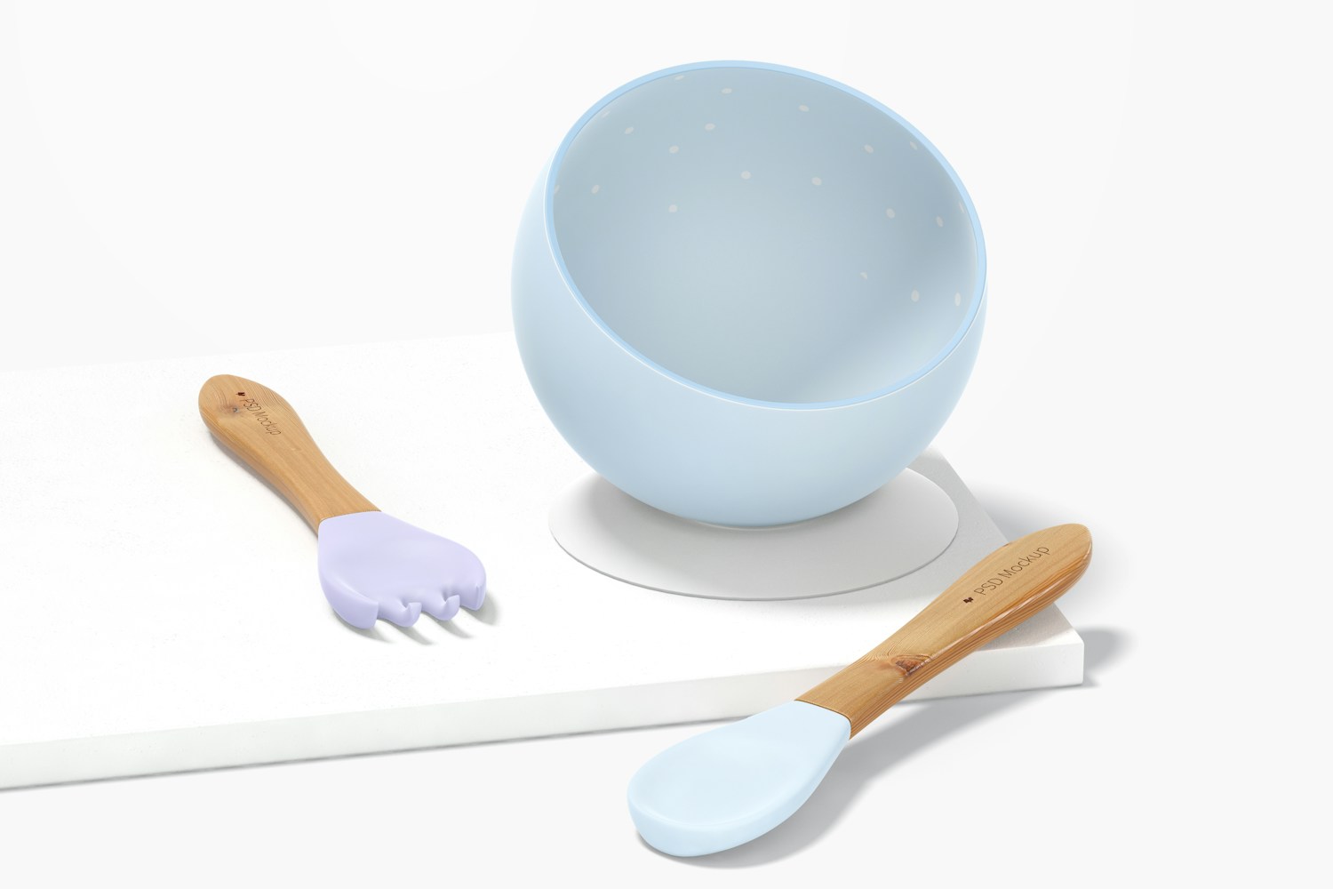 Silicone Baby Bowl Mockup, Perspective