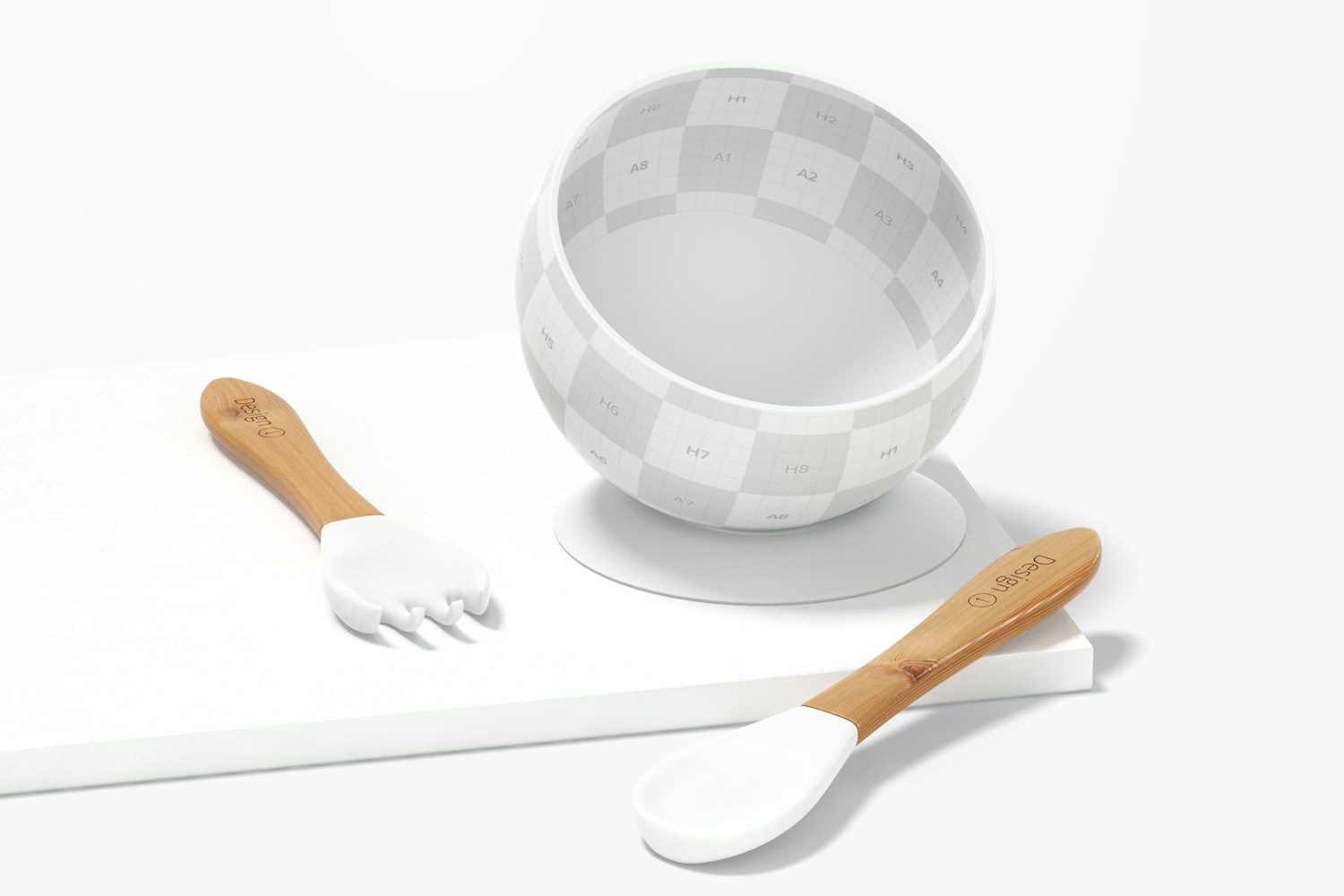 Silicone Baby Bowl Mockup, Perspective