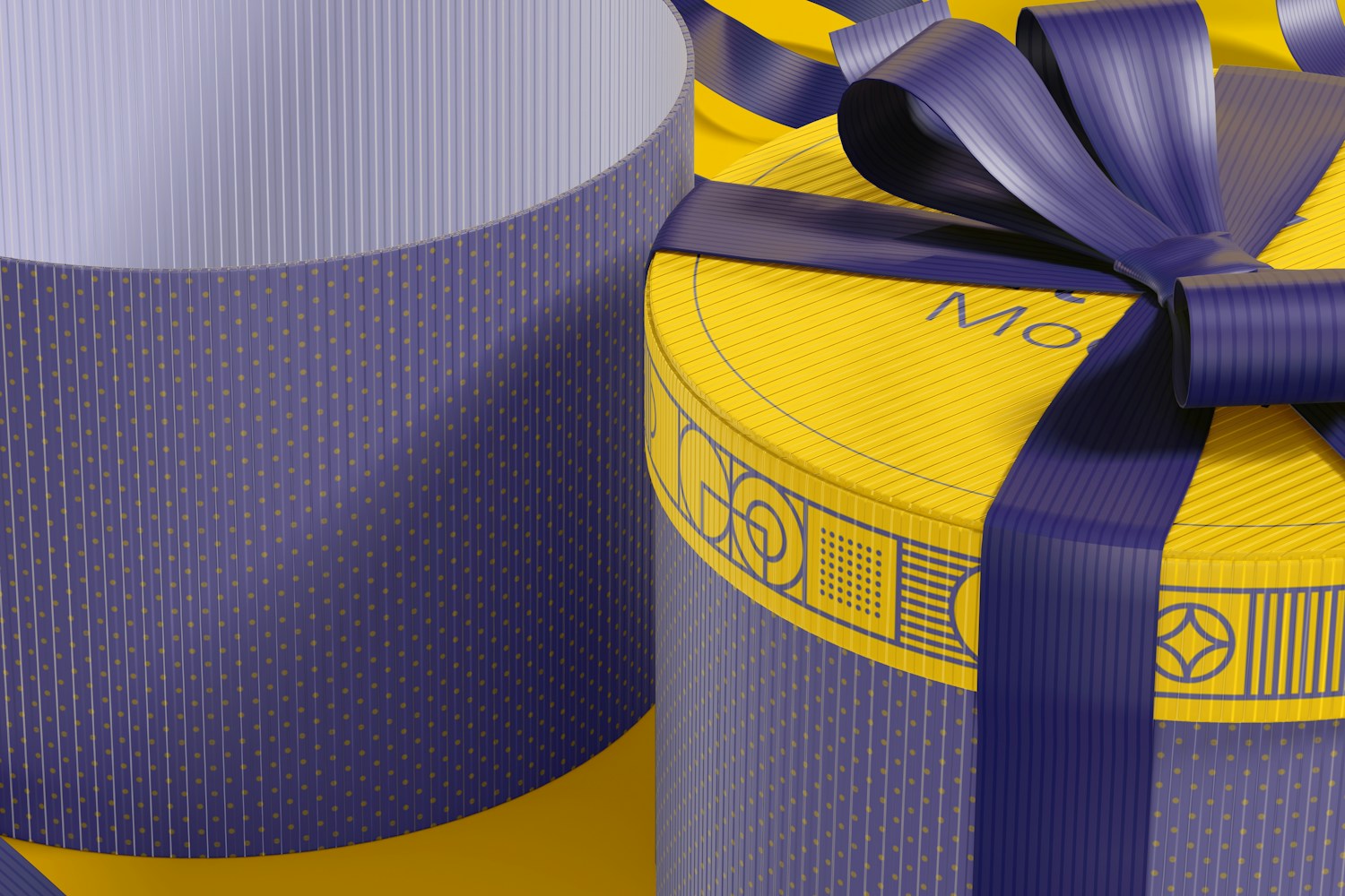 Notice how realistic the corrugated material looks in the box and the fabric-like appearance of the ribbon.