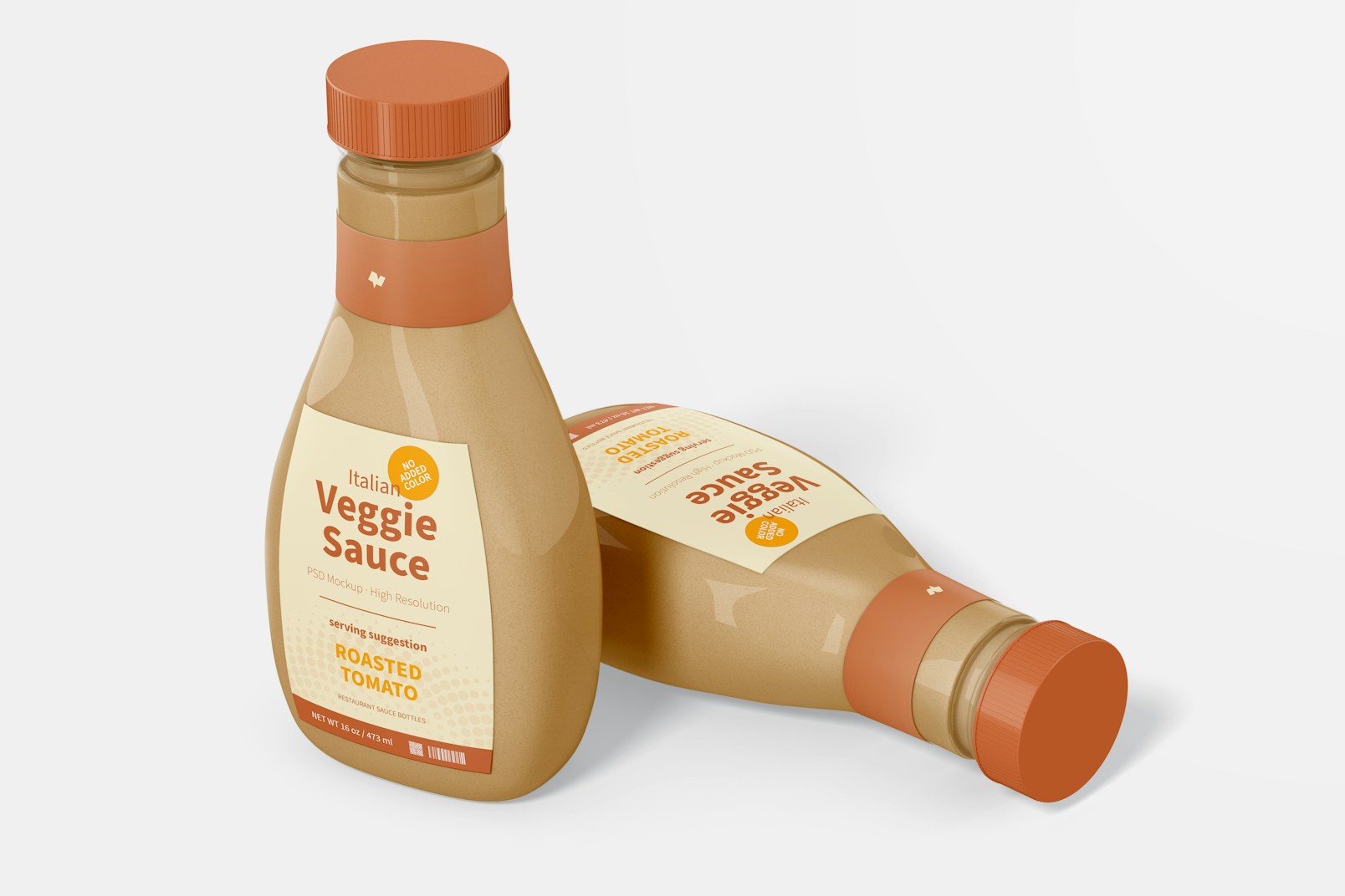 Maqueta de Botellas de Salsa Vegetariana