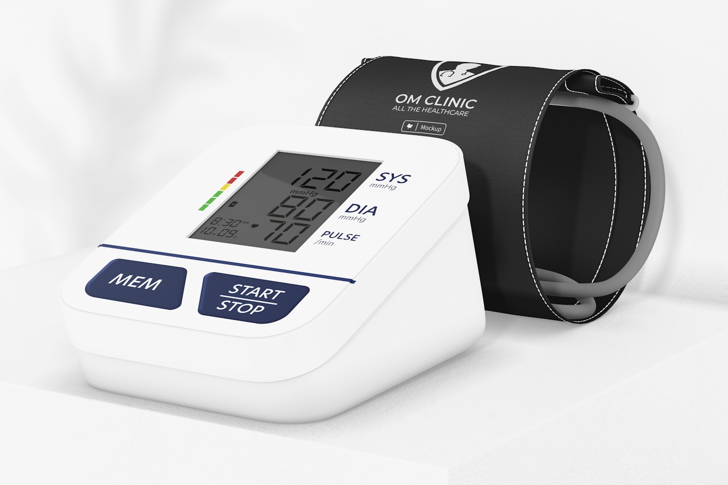 Digital Blood Pressure Monitor Mockup, Left View