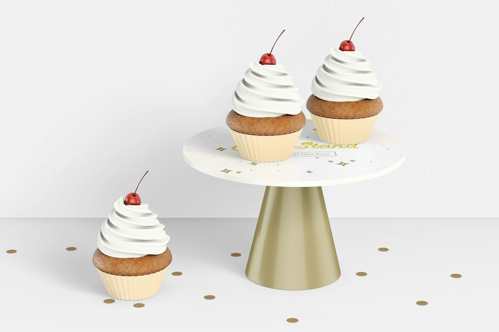 Cake Stand with Cupcakes Mockup