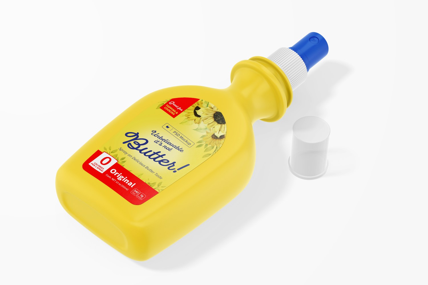 Maqueta de Botella de Aceite Vegetal en Spray de 12 oz, Caída Maqueta de Botella de Aceite Vegetal en Spray de 12 oz, Caída