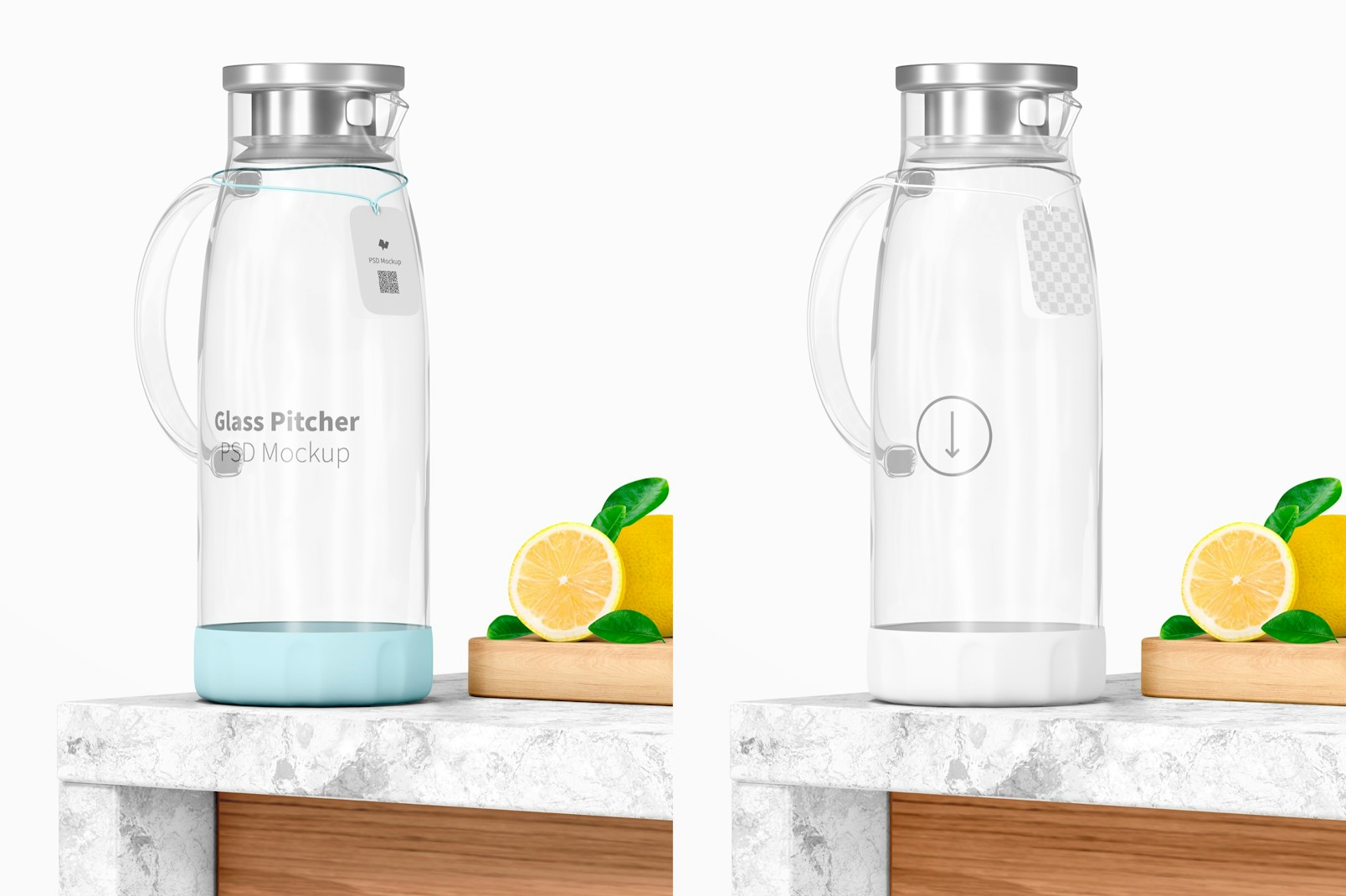 Glass Pitcher with Lid Mockup, Perspective