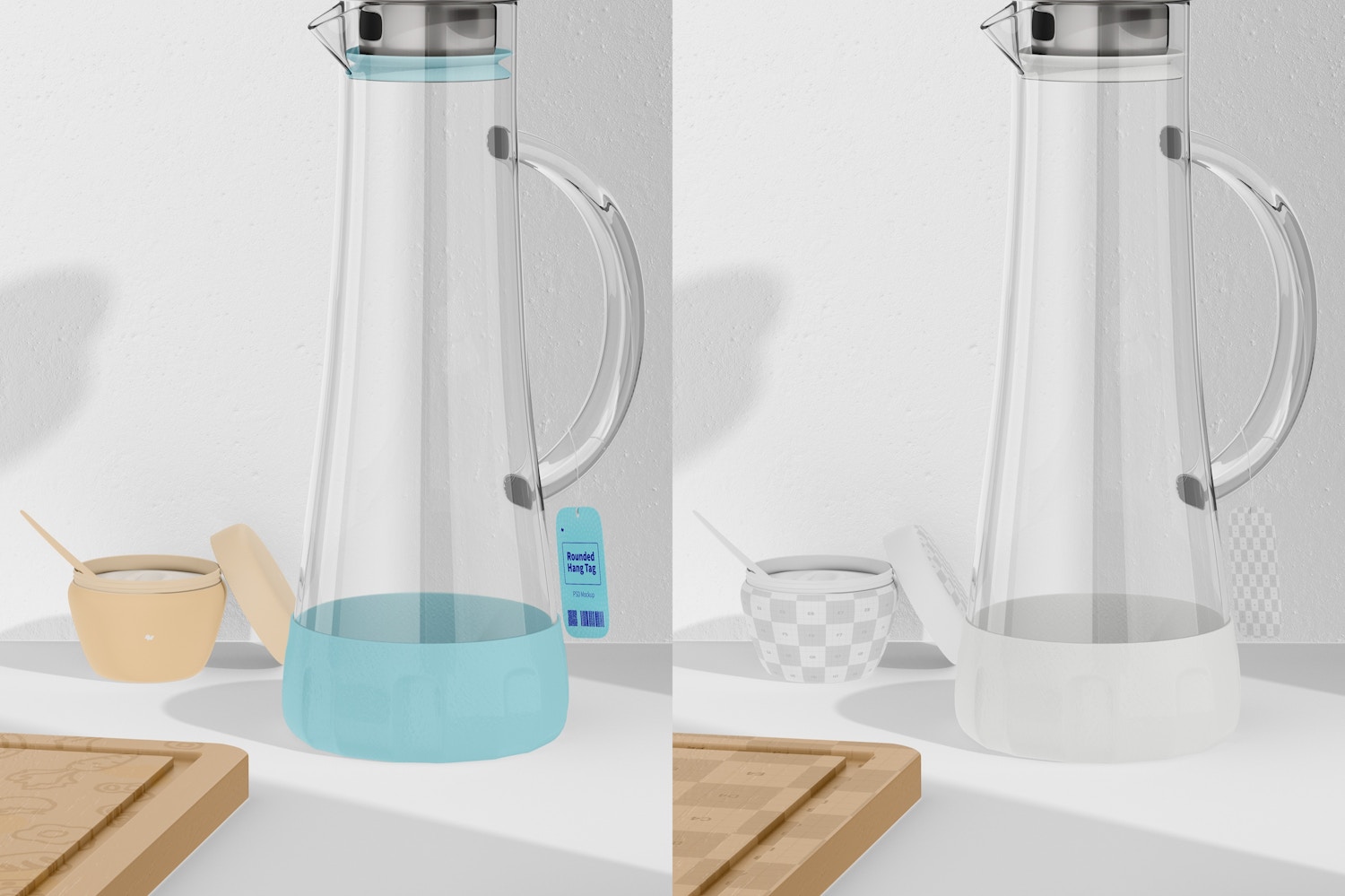Anti-Skidding Glass Water Jar Mockup, Perspective