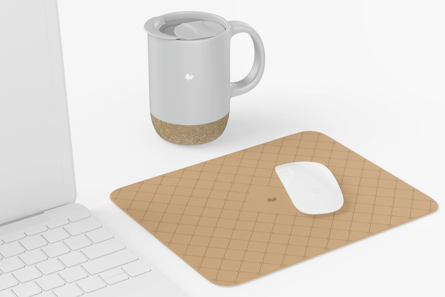 Rectangular Leather Mouse Pad Mockup, Perspective