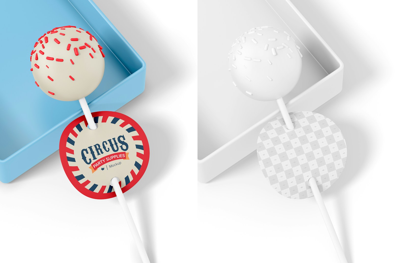 Cake Pop with Tag Mockup, Leaned