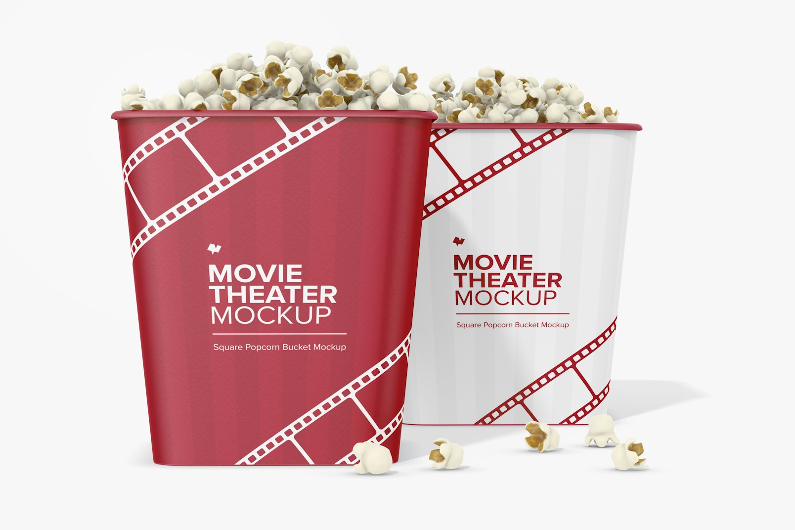 Square Popcorn Bucket Mockup, Front View