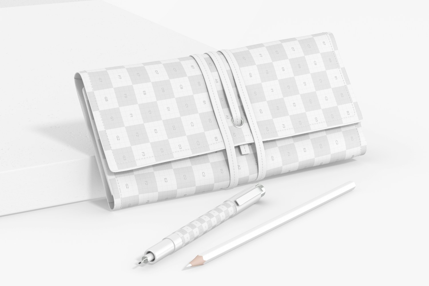 Fabric Pencil Pouch Mockup, Leaned