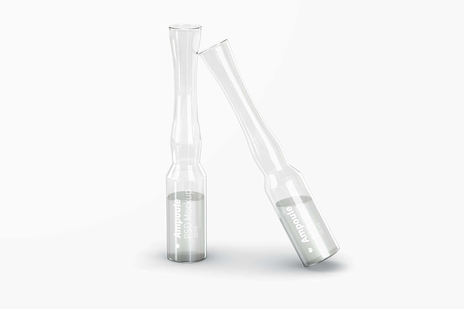Clear Glass Ampoule Mockup, Leaned