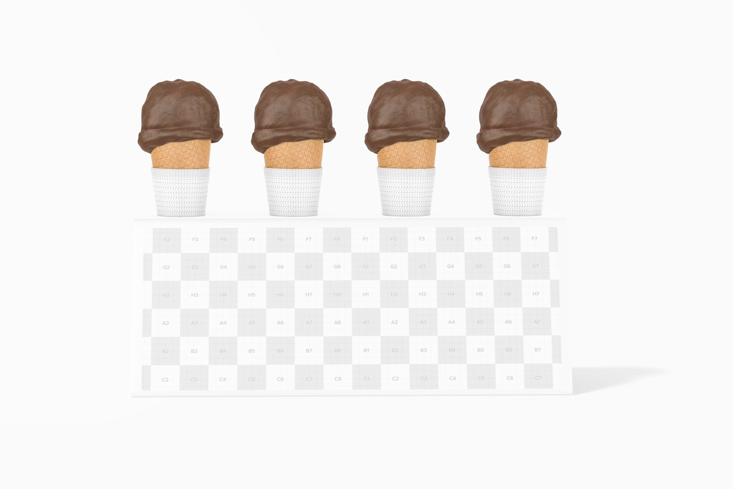 Ice Cream Cone Holder Mockup, Front View