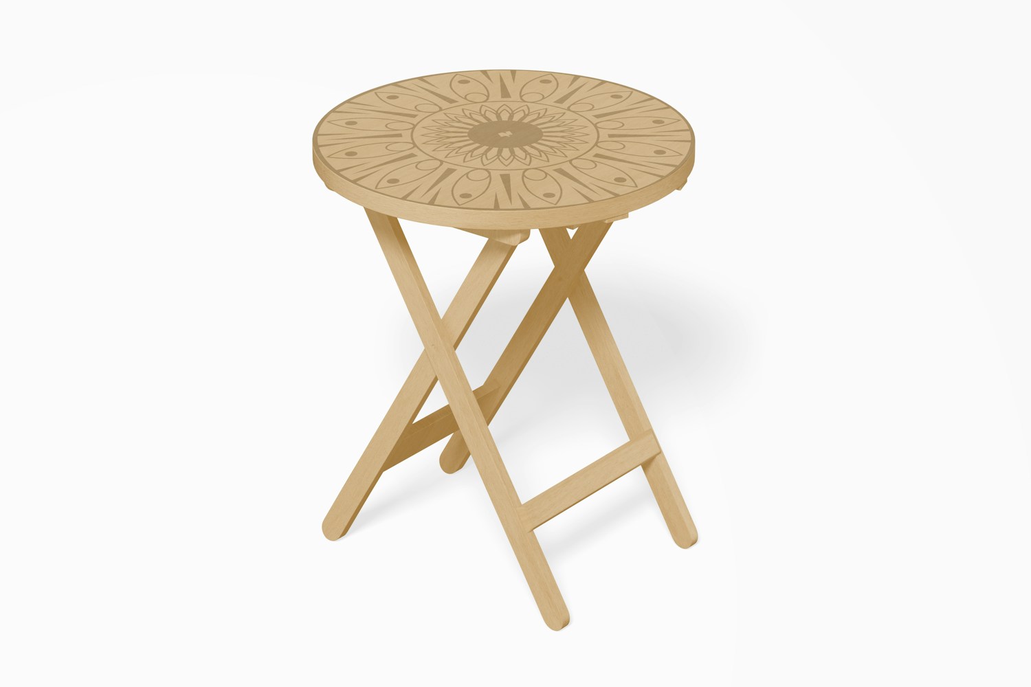 Round Folding Table Mockup, Perspective Round Folding Table Mockup, Perspective