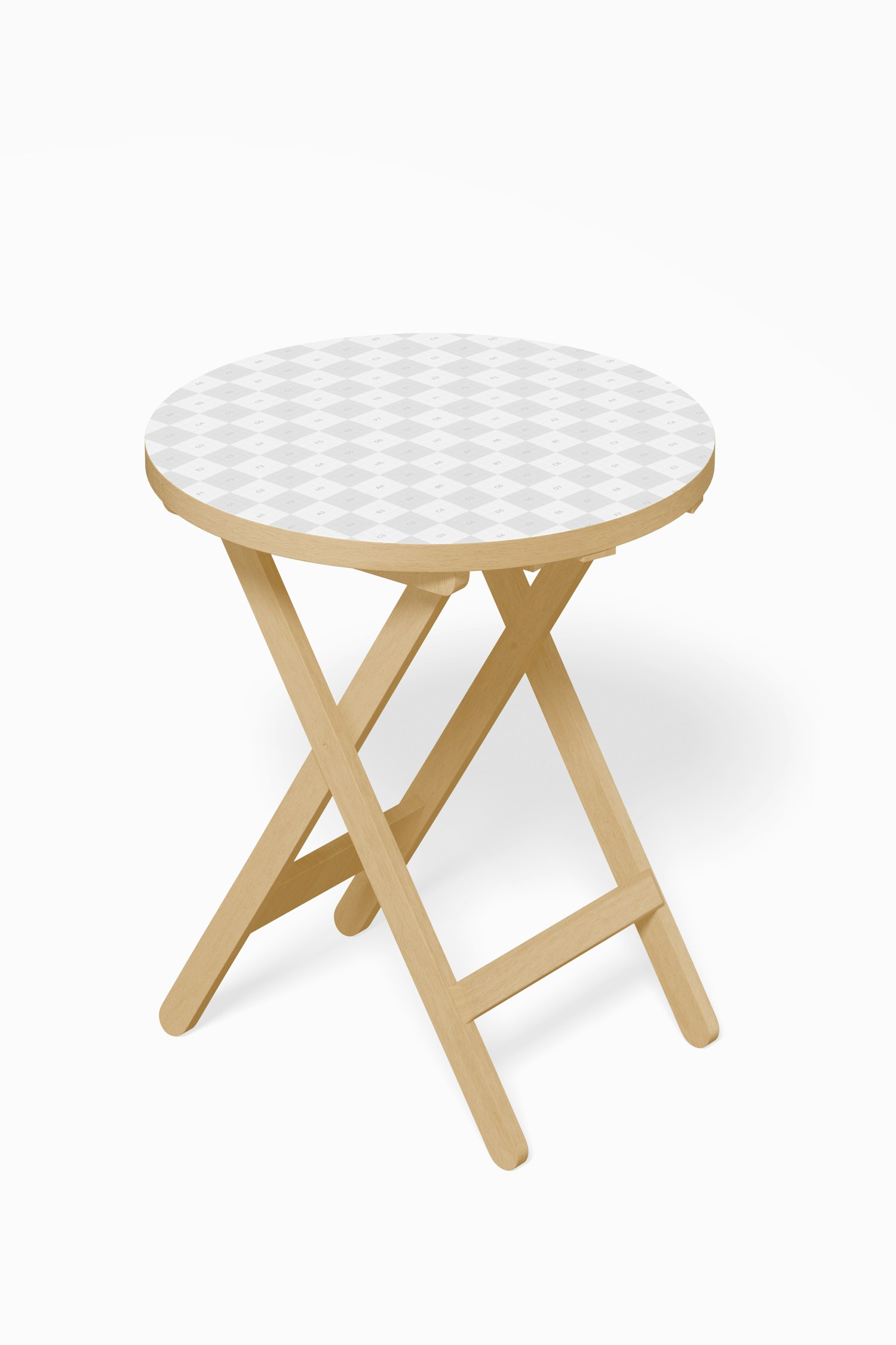 Round Folding Table Mockup, Perspective Round Folding Table Mockup, Perspective