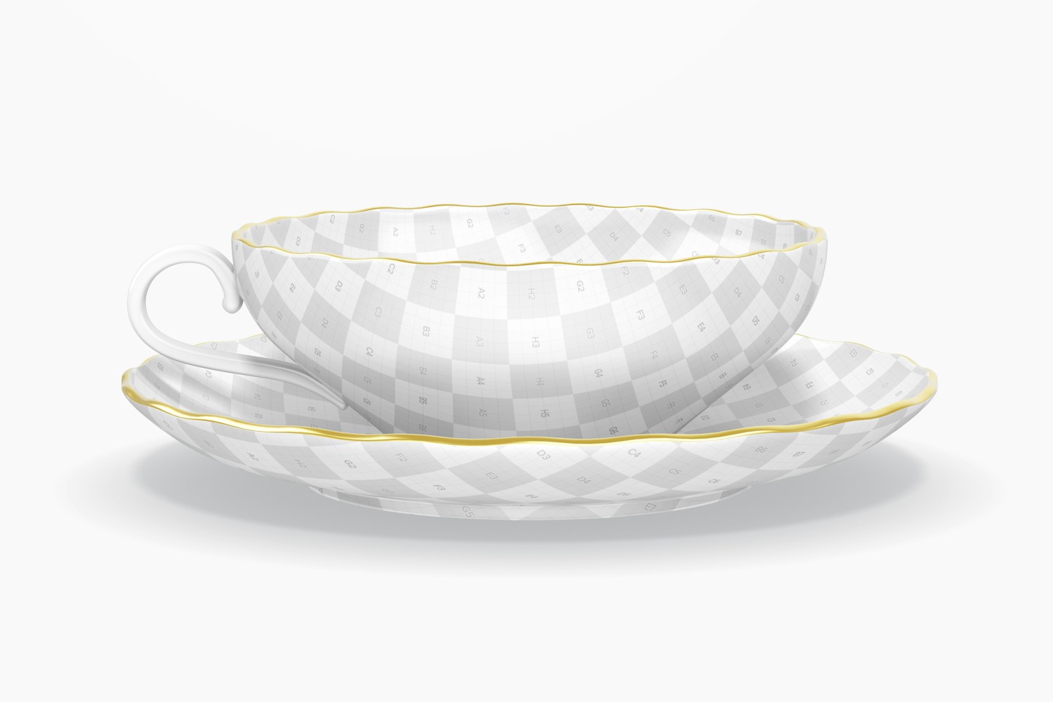 Flower Shaped Teacup Mockup, Front View