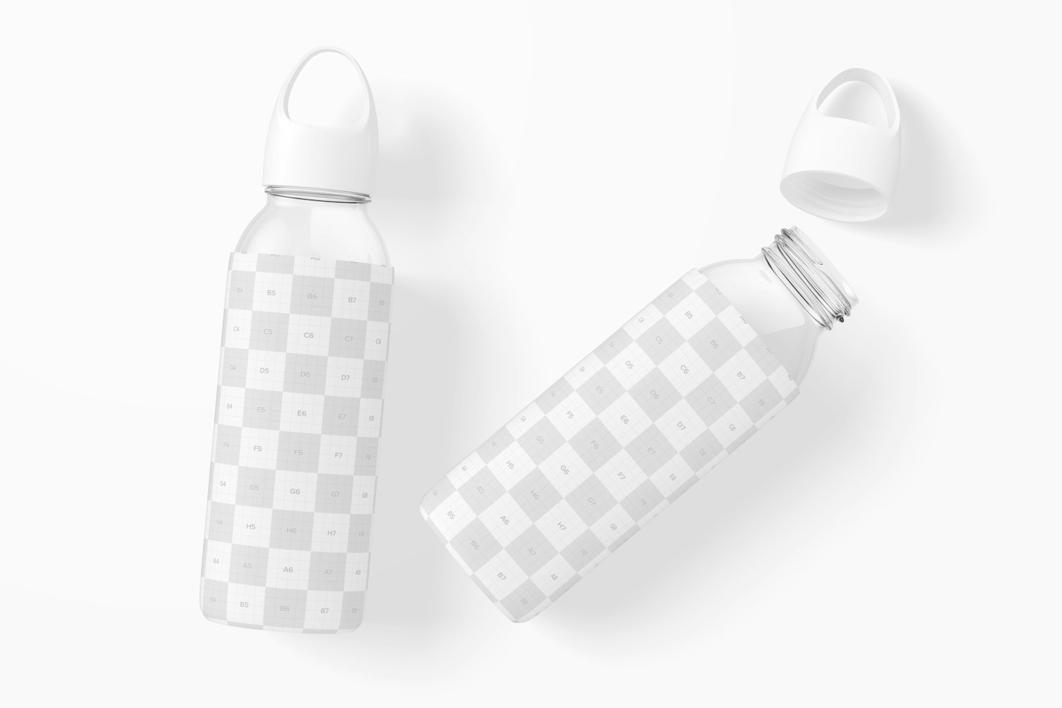 Water Bottles with Silicone Sleeve Mockup, Top View