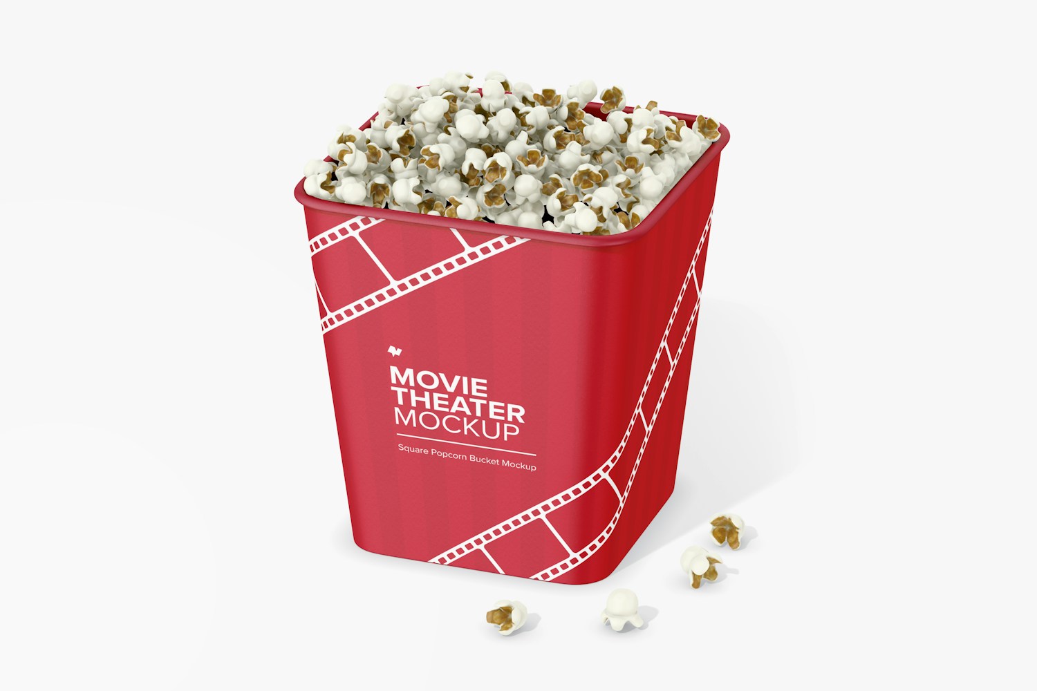 Square Popcorn Buckets Mockup, Perspective