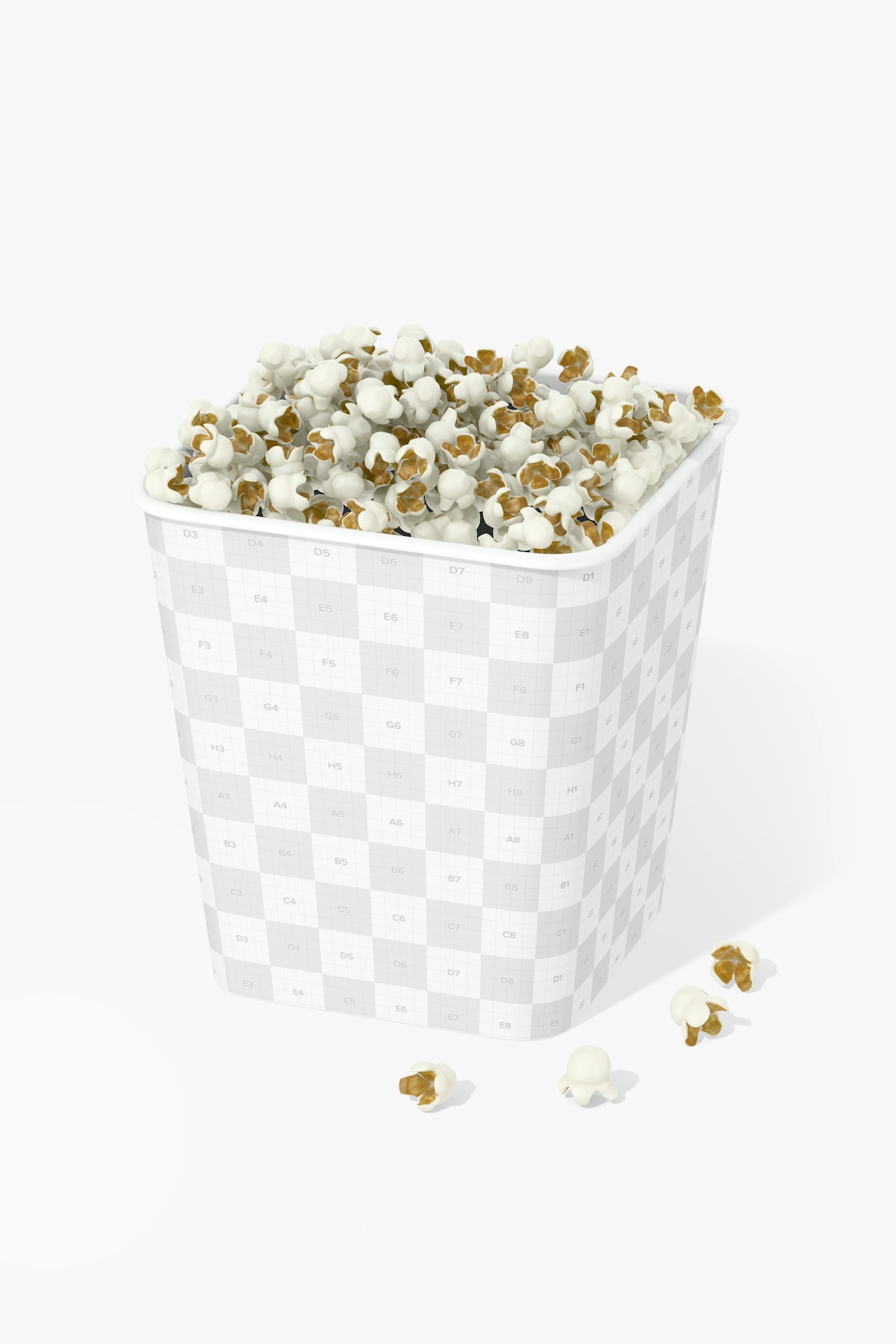 Square Popcorn Buckets Mockup, Perspective