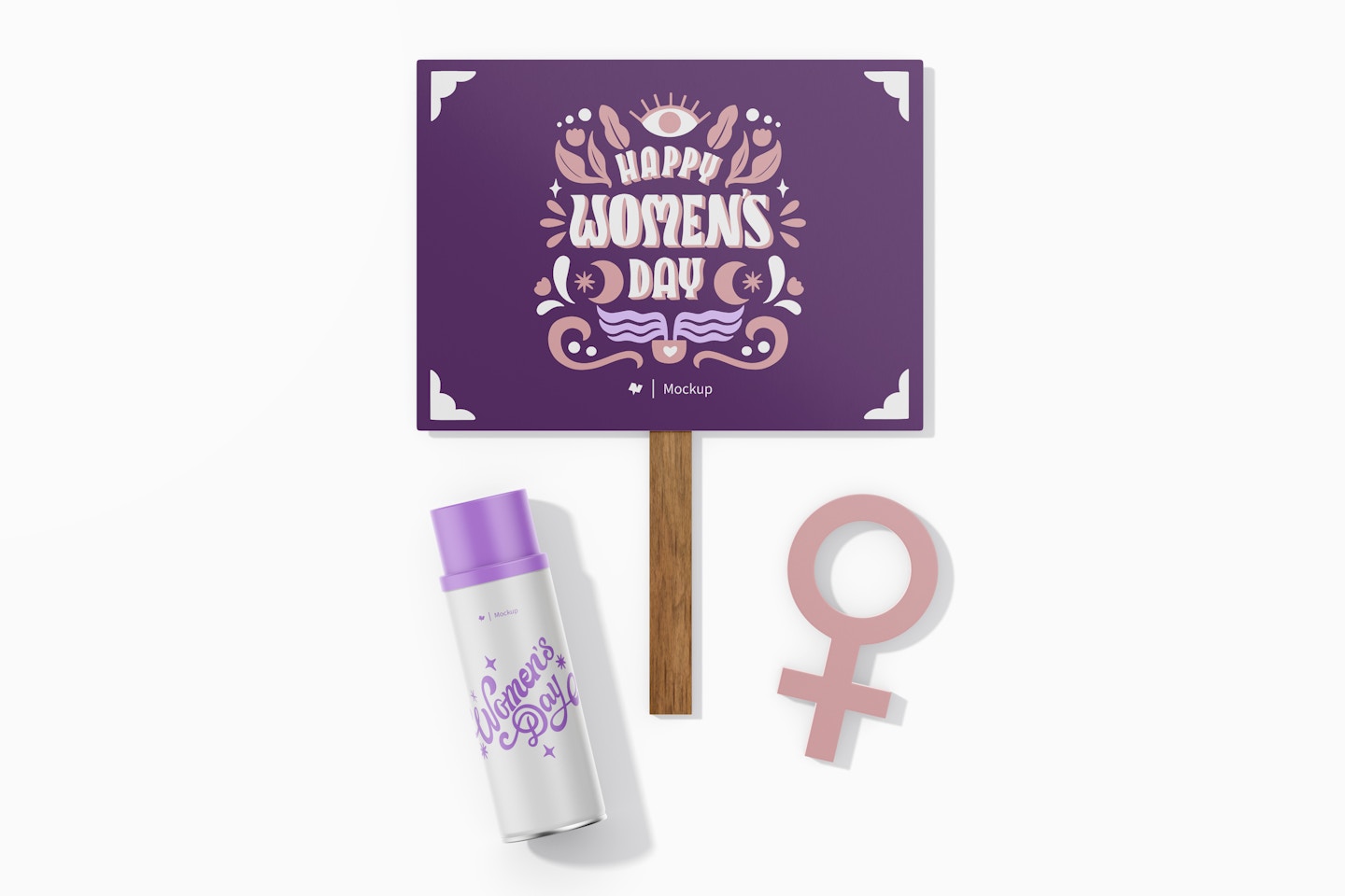 International Women’s Day Sign Mockup, Top View