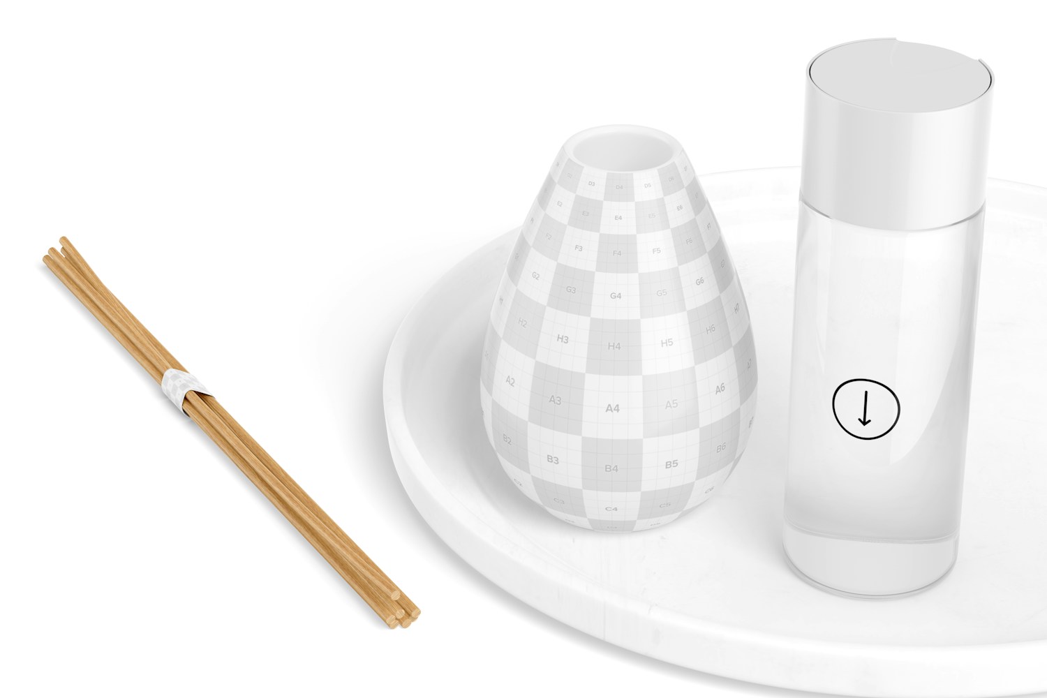 Reed Diffuser Vessel Mockup, Right View Reed Diffuser Vessel Mockup, Right View