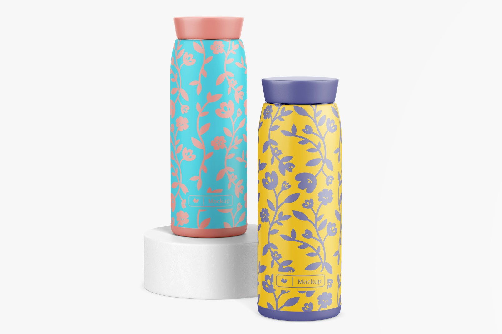 Metallic Thermos Mockup, Up and Down