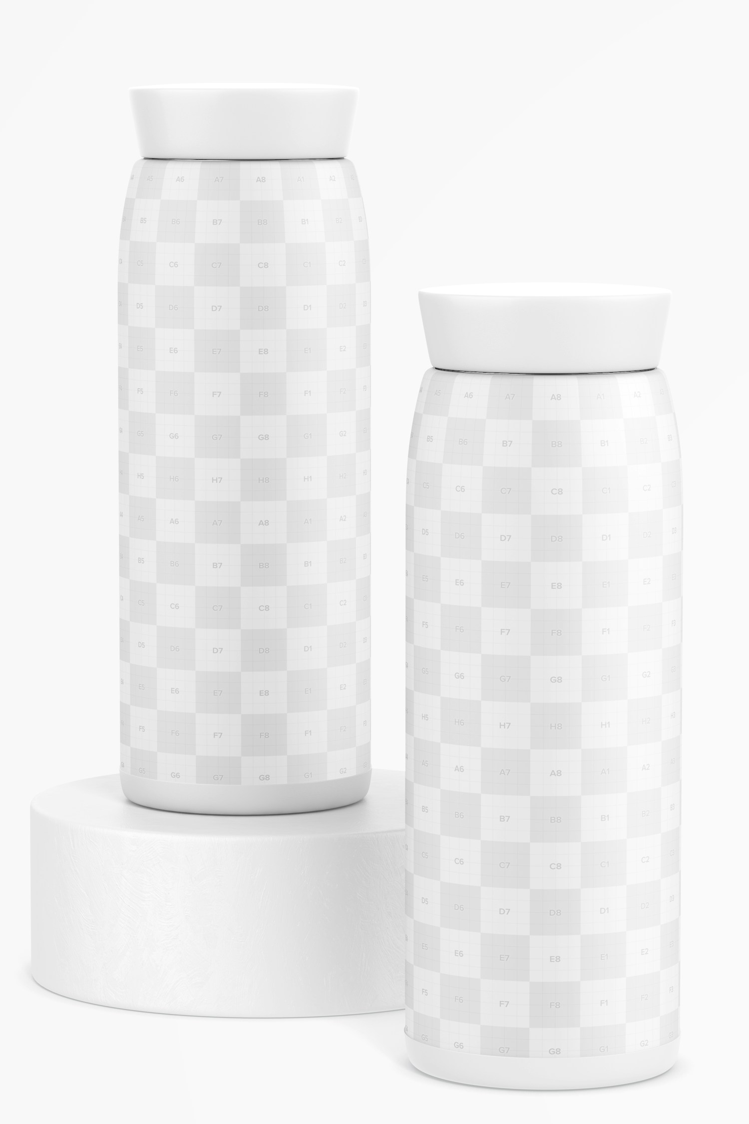 Metallic Thermos Mockup, Up and Down