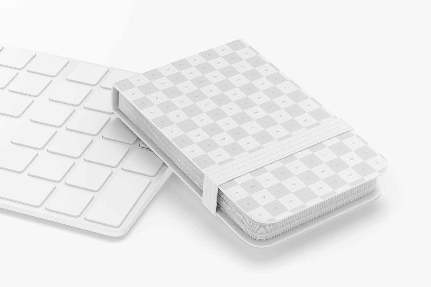 Mini Notebook with Elastic Band with Keyboard Mockup