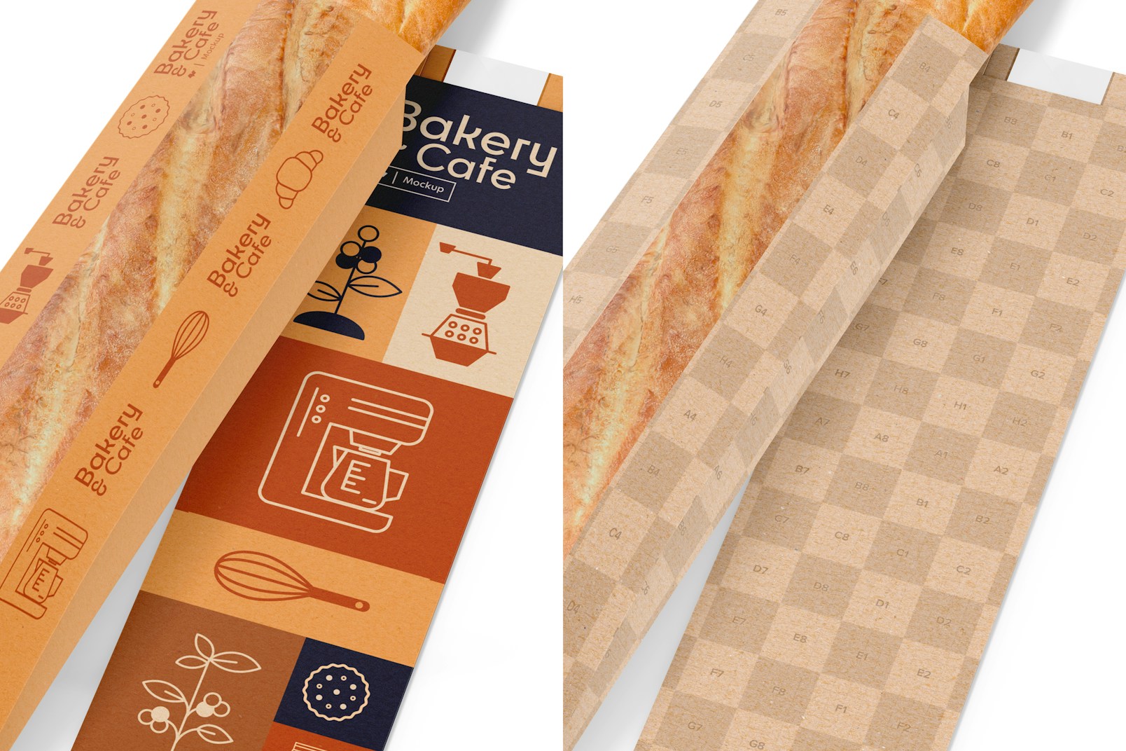 Bread Paper Bags with Window Mockup, Close Up