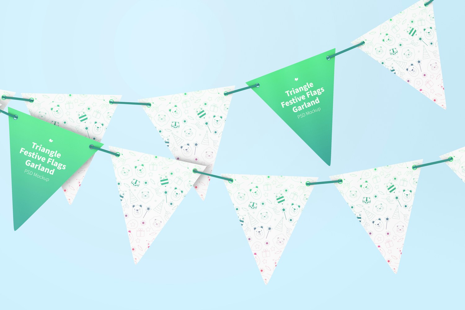 Triangle Festive Flags Garland Mockup Triangle Festive Flags Garland Mockup