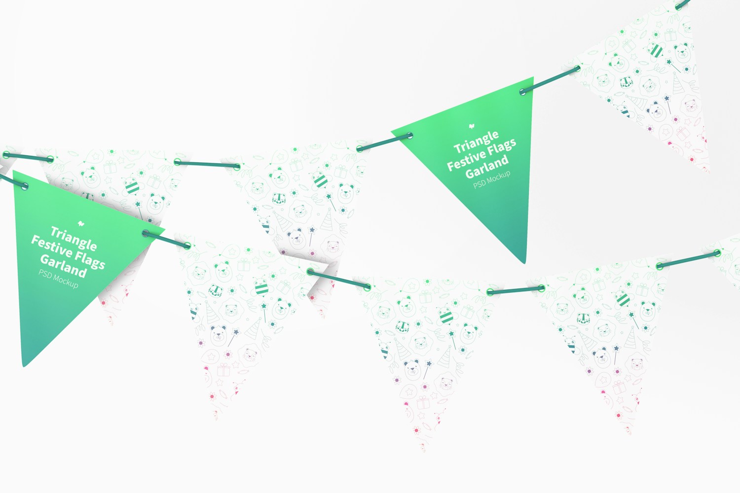 Triangle Festive Flags Garland Mockup Triangle Festive Flags Garland Mockup