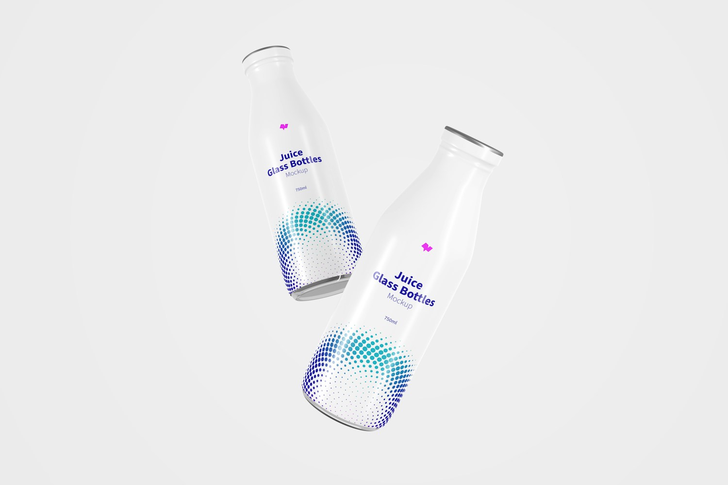Juice Glass Bottles Mockup, Floating Juice Glass Bottles Mockup, Floating