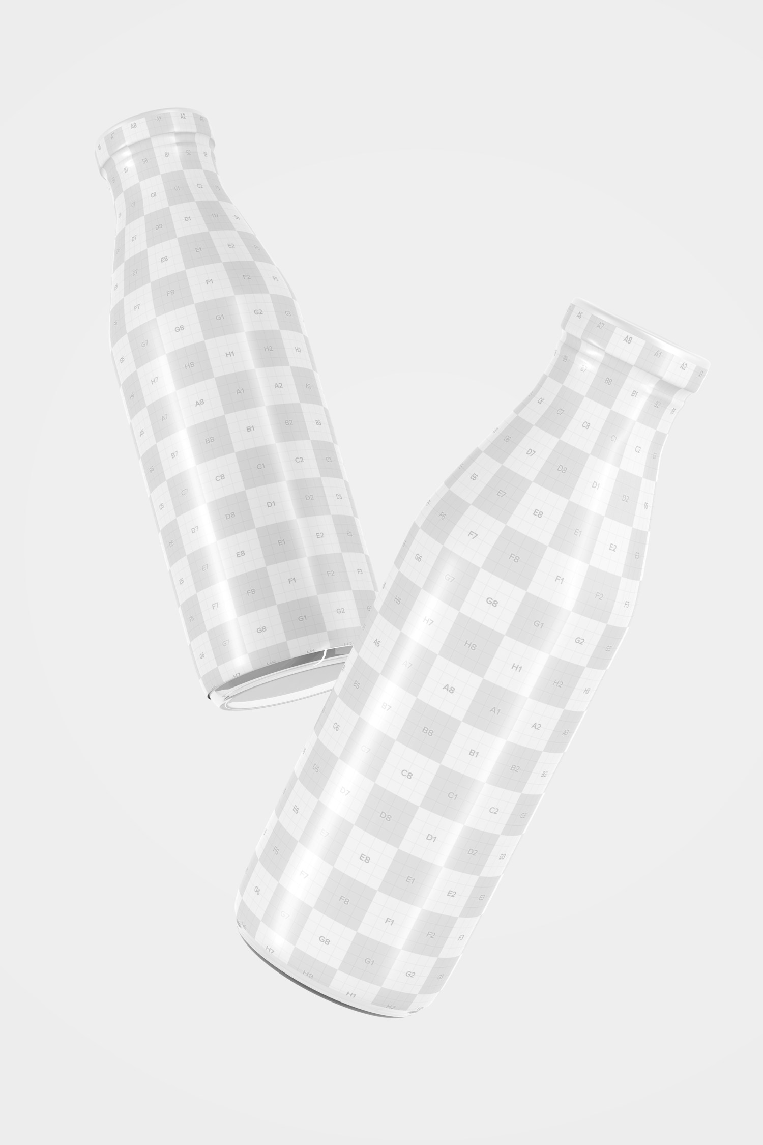 Juice Glass Bottles Mockup, Floating Juice Glass Bottles Mockup, Floating