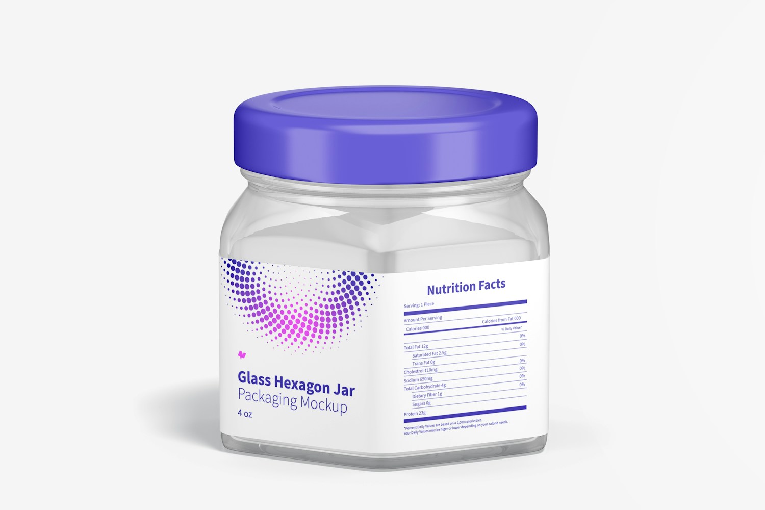 4 oz Glass Hexagon Jar Mockup 4 oz Glass Hexagon Jar Mockup